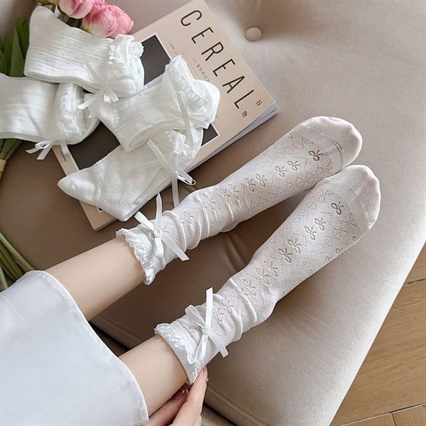  Tất The Tealife lưới hoạ tiết Marry Jane 