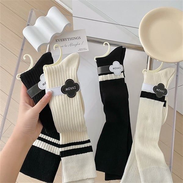  Tất Mekki cao cổ gân kẻ ngang 