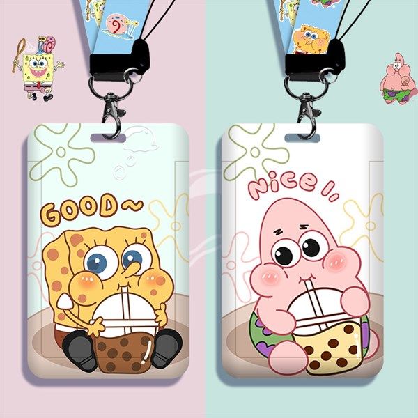  Đeo thẻ bọt biển Spongebob dây đeo cổ 