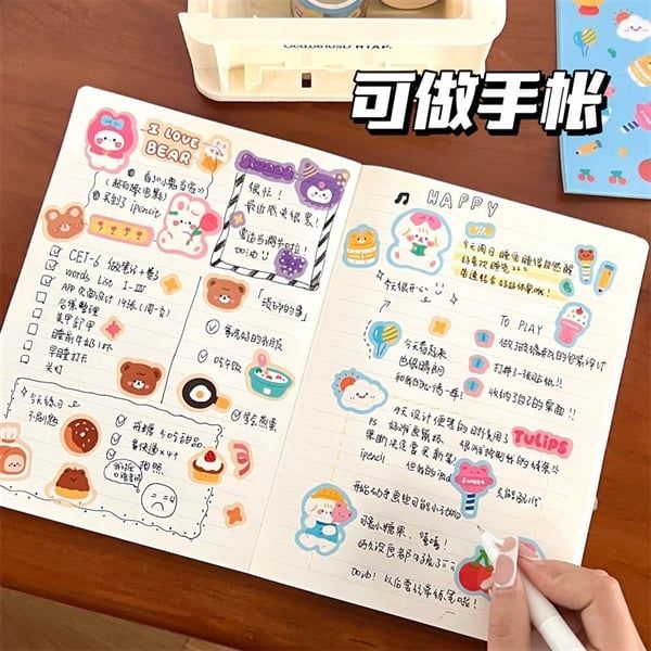  Sticker gấu thỏ PVC 15x8cm 