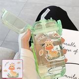  Bình nước dẹt sticker thú 300ml 