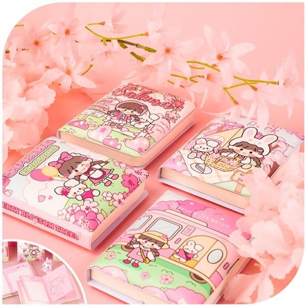  Sổ bọc da êm Sakura 80 trang 8x10cm 