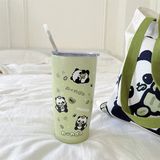  Cốc giữ nhiệt + set ống hút Panda bamboo 550ml 