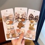  Set 5 kẹp tóc tone nâu thỏ gấu 