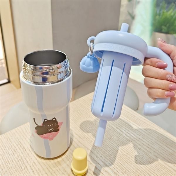  Cốc giữ nhiệt mèo móc khoá 600ml 