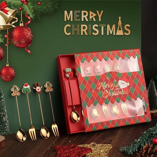  Set hộp quà 6 thìa dĩa Giáng Sinh mix 