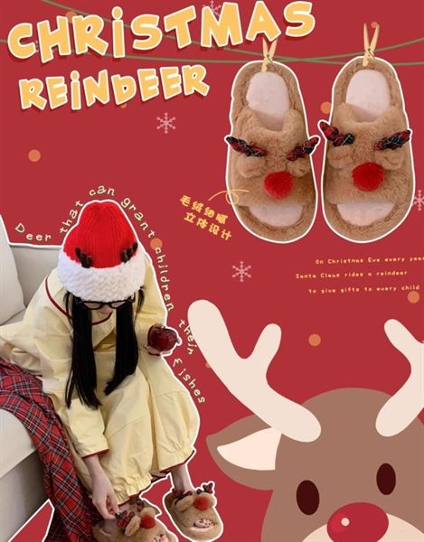  Dép lông hở mũi tuần lộc 