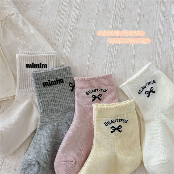  Tất Kid mặt lưới chữ nơ 