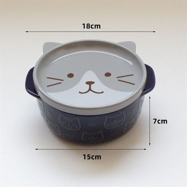  Bát sứ nắp mèo Fuku Nyanko 18cm 