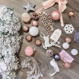  Cây thông giáng sinh phủ tuyết tone hồng 45cm 