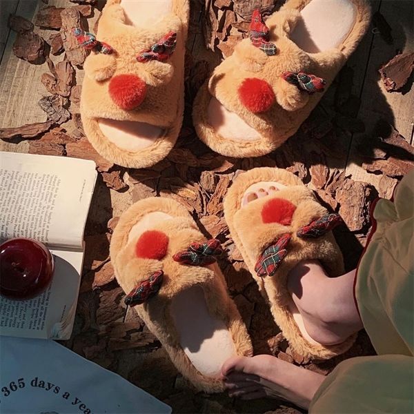  Dép lông hở mũi tuần lộc 