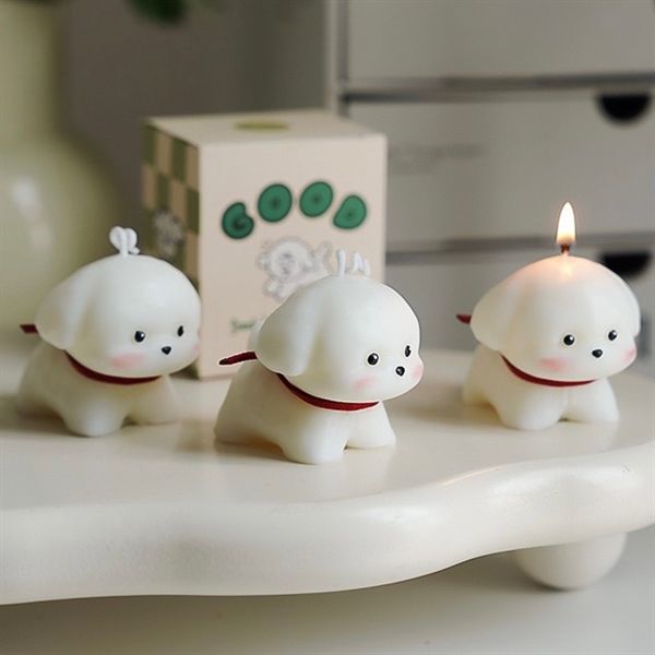  Nến thơm Giáng Sinh cún trắng 6,3cm 