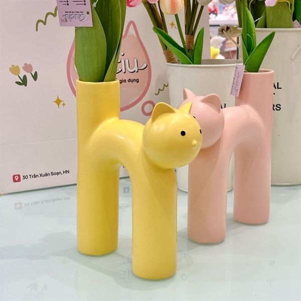  Lọ hoa decor mèo chữ H 
