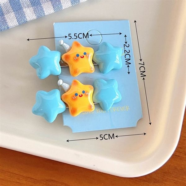  Set 2 kẹp tóc hình béo tone xanh 
