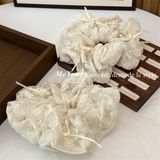  Scrunchies hoa thêu đính ngọc nơ 