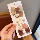  Set 5 kẹp tóc tone nâu thỏ gấu 