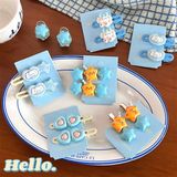  Set 2 kẹp tóc hình béo tone xanh 