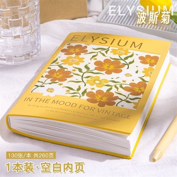  Sổ bìa da hoa vintage 130 trang 