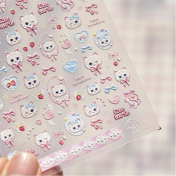  Sticker dán móng Tomoni mèo nơ 