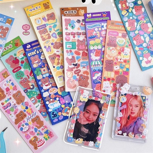  Sticker gấu lấp lánh 2 tấm 