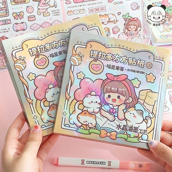  Box sticker bé gái Telado 3 mèo 10 tờ 