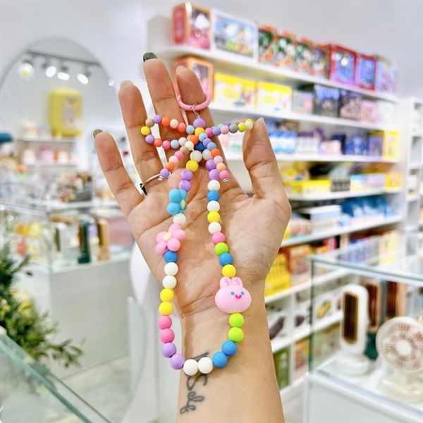  Dây charm móc khoá/ điện thoại thỏ hoa 