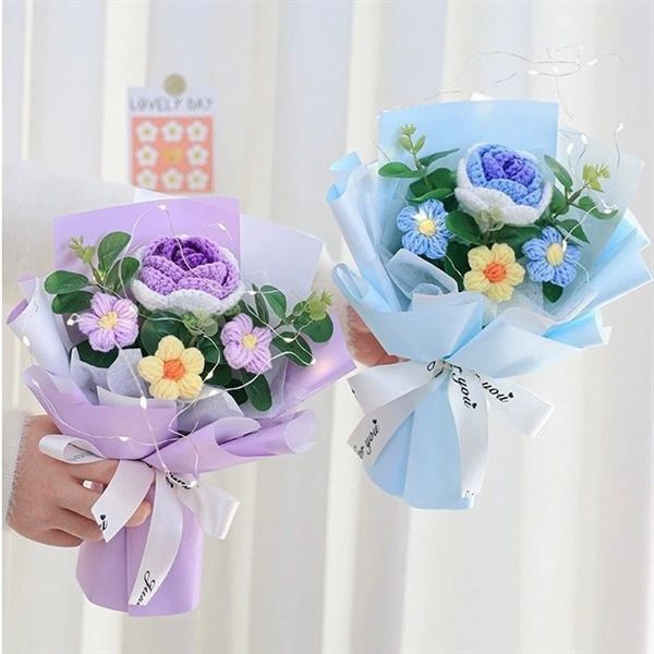  Bó hoa len 3 bông + túi giấy + đèn 