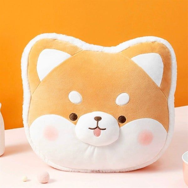  Gối bông đầu shiba viền lông 30cm 