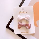  Set 2 kẹp nơ kép ruy băng 2 màu 