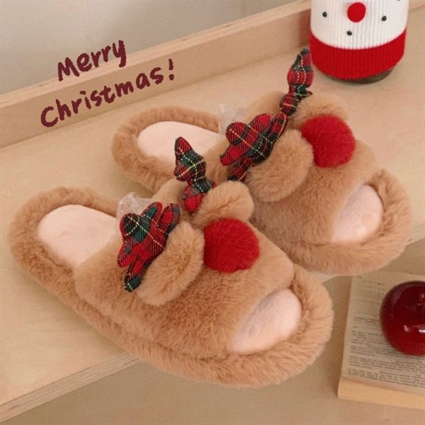  Dép lông hở mũi tuần lộc 