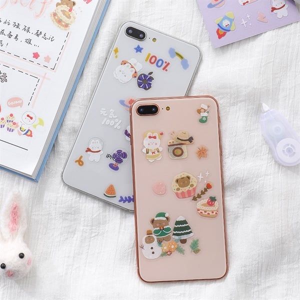  Sticker mini PET gấu thỏ 