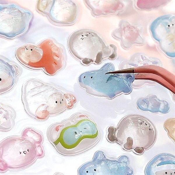  Sticker nổi giọt nước Telado thú dễ thương 