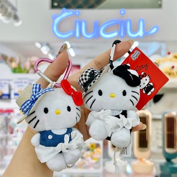  Móc khoá Hello Kitty bông mũ cói váy nhún 