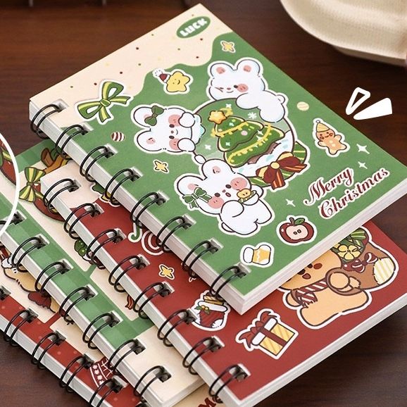  Sổ lò xo mini Giáng Sinh thỏ gấu 10x8cm 