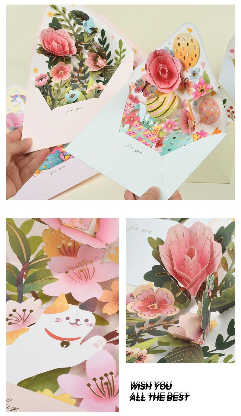  Thiệp bao thư mở bó hoa nhiều lớp 