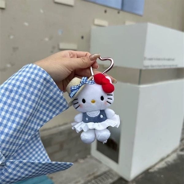  Móc khoá Hello Kitty bông mũ cói váy nhún 