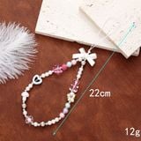  Dây charm đeo điện thoại nơ trắng mix gấu 