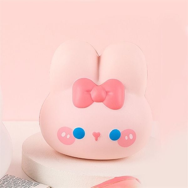  Squishy thỏ nơ hồng 10x11cm 
