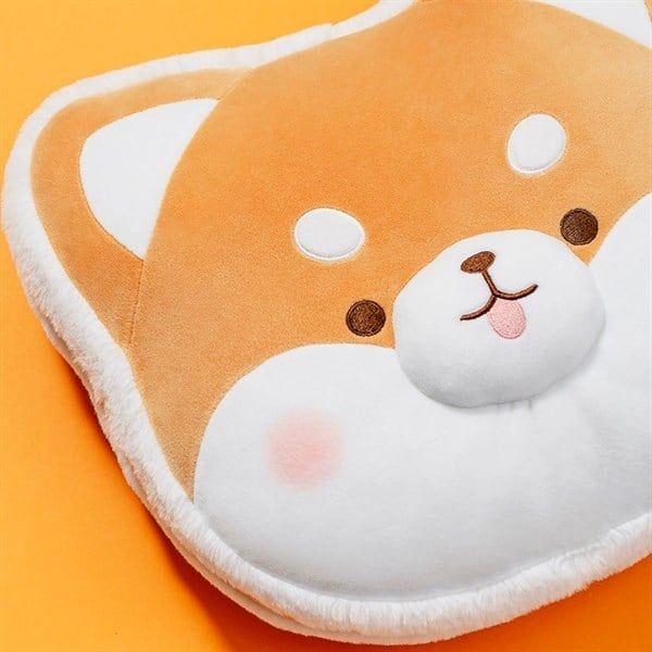  Gối bông đầu shiba viền lông 30cm 