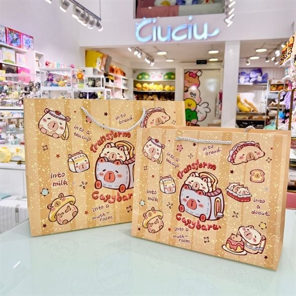  Túi quà Capybara đồ ăn nền vảy sơn 