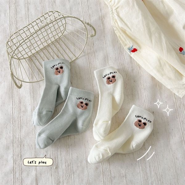  Tất Kid mặt lưới gấu chữ nơ 