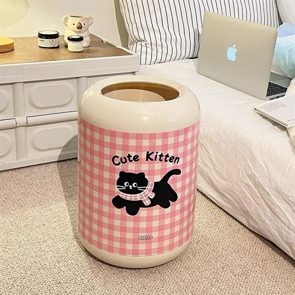  Thùng rác thú kẻ caro 12L 