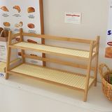  Kệ gỗ 2 tầng lưới mây 