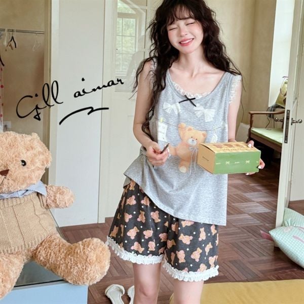  Bộ ngủ Gill Aimar ba lỗ gấu nơ 