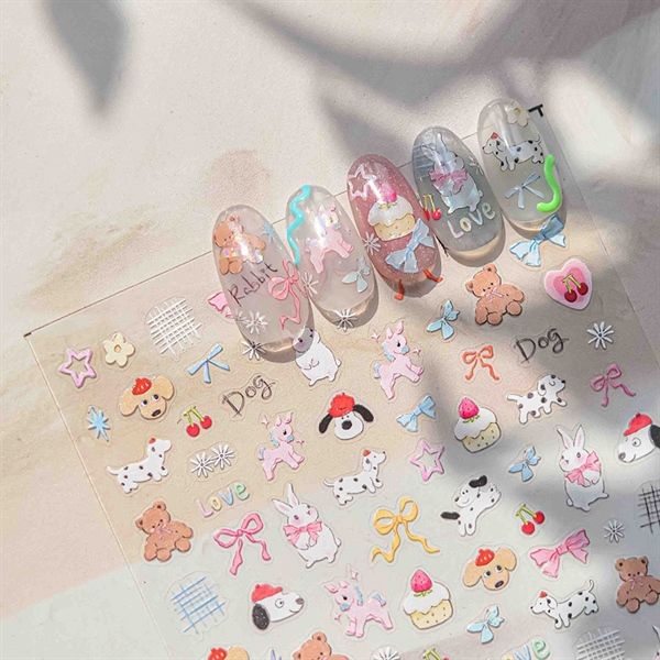  Sticker dán móng Tomoni thú dễ thương 