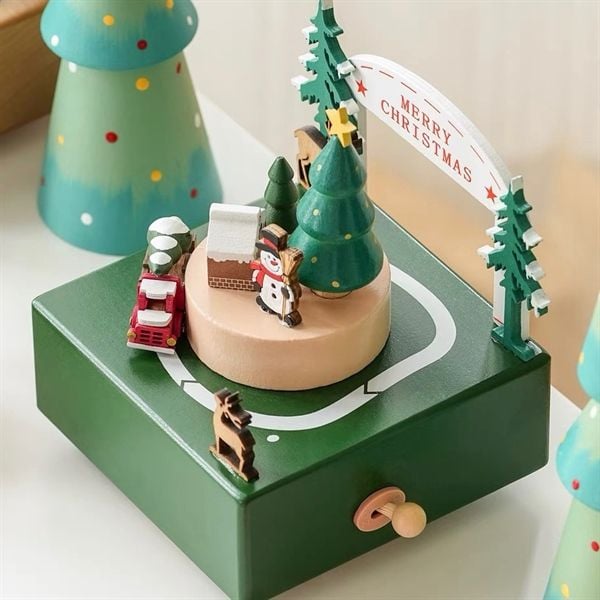  Hộp nhạc gỗ Giáng Sinh - Xe tải 
