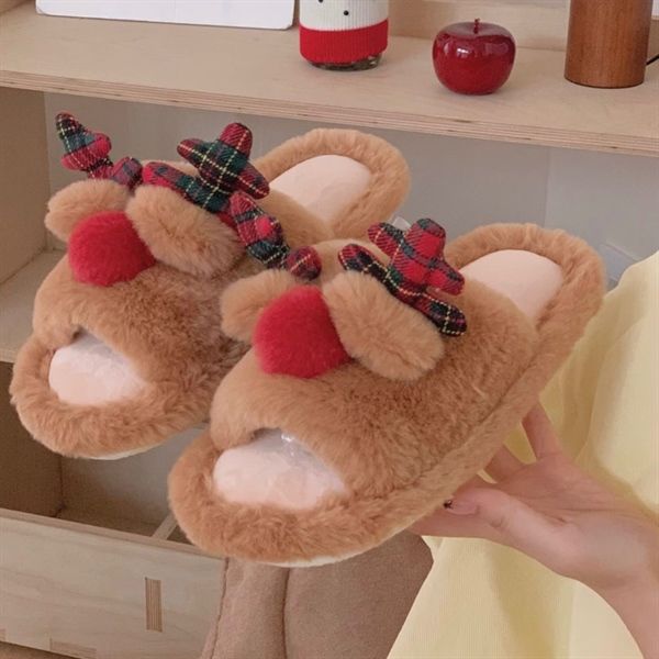  Dép lông hở mũi tuần lộc 