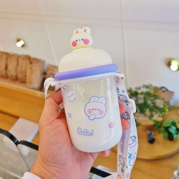  Bình nước Cute! dây đeo 435ml 