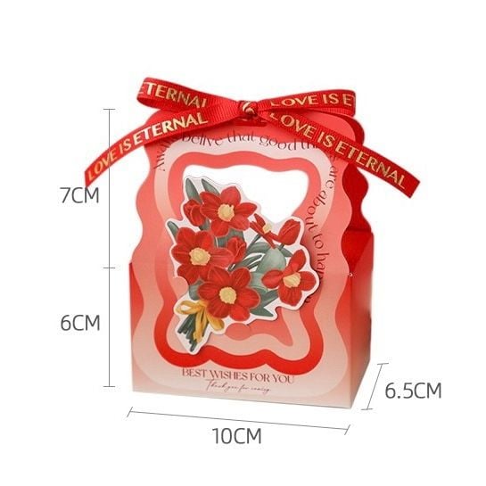  Túi quà gập miệng mini giỏ hoa ruy băng 
