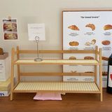  Kệ gỗ 2 tầng lưới mây 